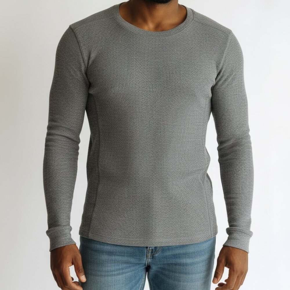 Vince Thermal Waffle Crewneck Long Sleeve Top 🩶 Size M